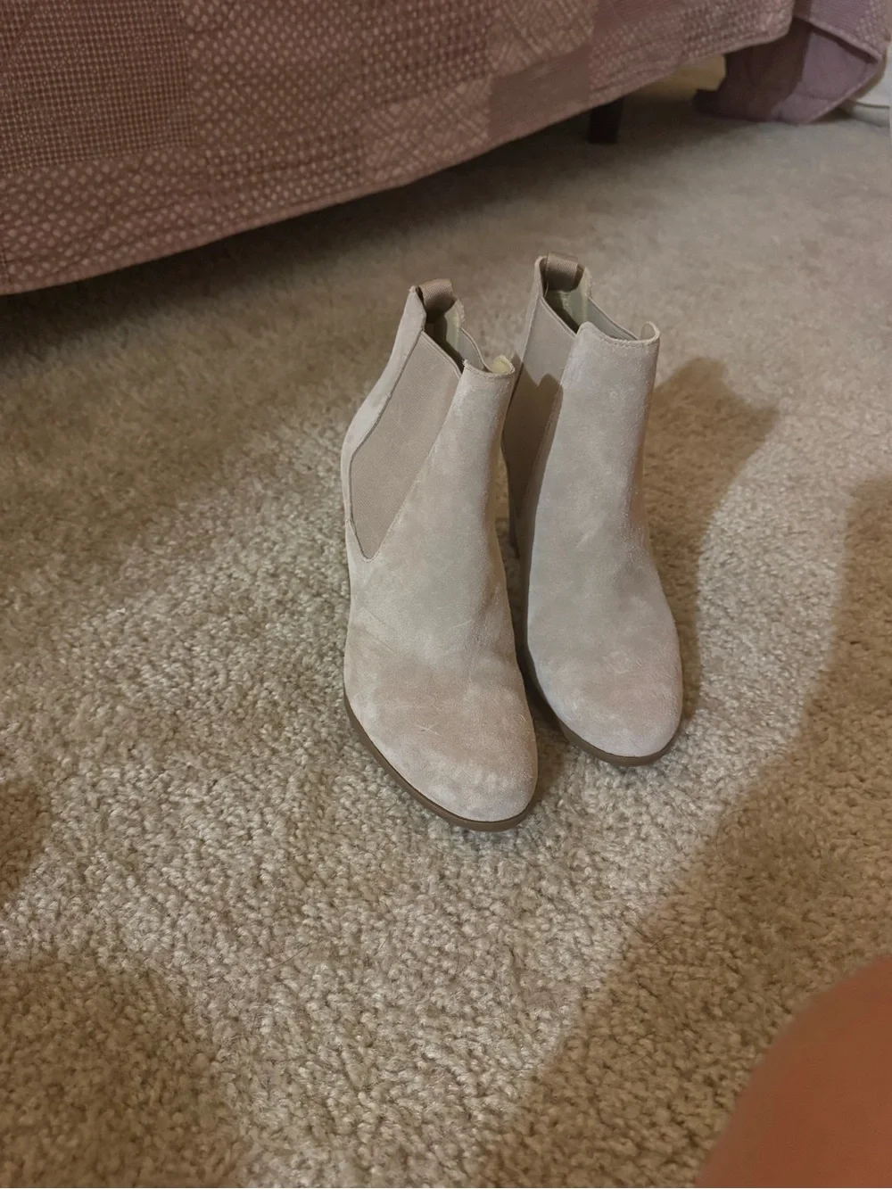 Michael Kors Beige Suede Chelsea Ankle Booties